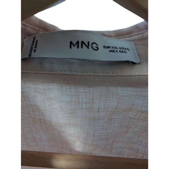 MNG Womens Light Pink 100% Linen Button-Up Shirt XXL - Picture 6 of 7